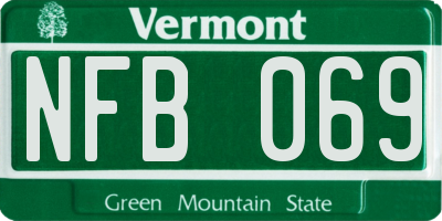 VT license plate NFB069