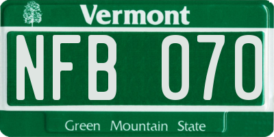 VT license plate NFB070