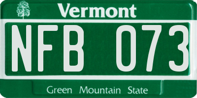 VT license plate NFB073