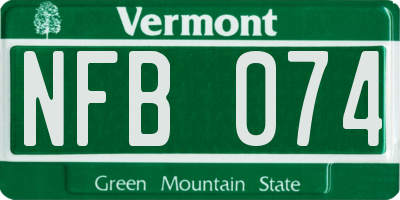 VT license plate NFB074