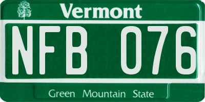 VT license plate NFB076