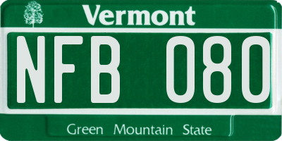 VT license plate NFB080