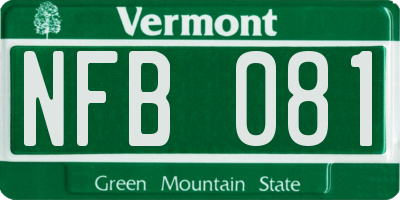 VT license plate NFB081