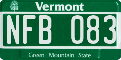 VT license plate NFB083
