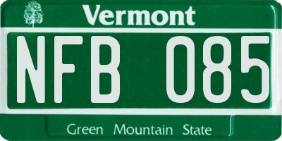 VT license plate NFB085