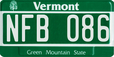 VT license plate NFB086