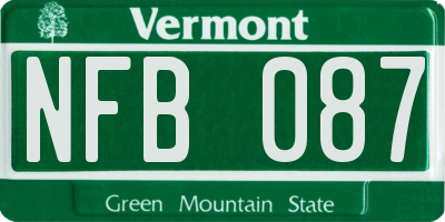 VT license plate NFB087