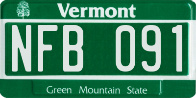 VT license plate NFB091