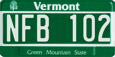 VT license plate NFB102