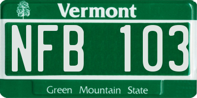 VT license plate NFB103
