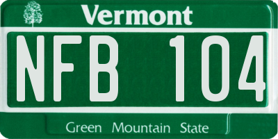 VT license plate NFB104