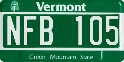 VT license plate NFB105
