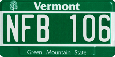 VT license plate NFB106