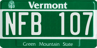 VT license plate NFB107