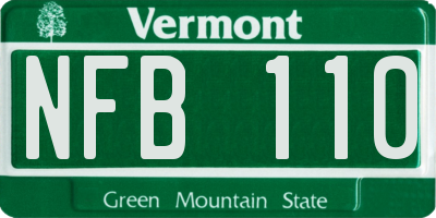 VT license plate NFB110