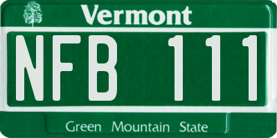 VT license plate NFB111