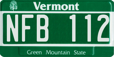 VT license plate NFB112