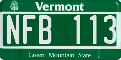 VT license plate NFB113