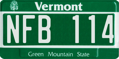 VT license plate NFB114