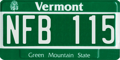 VT license plate NFB115