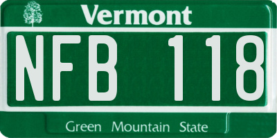 VT license plate NFB118