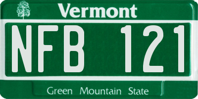 VT license plate NFB121
