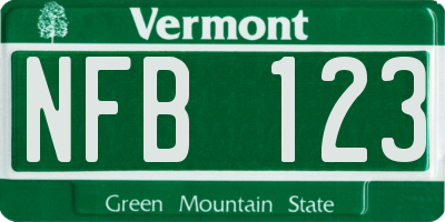 VT license plate NFB123