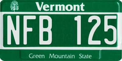 VT license plate NFB125