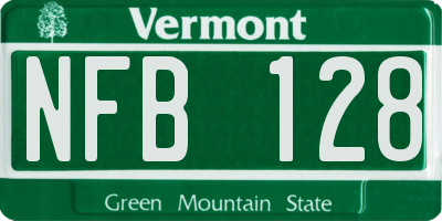 VT license plate NFB128