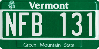 VT license plate NFB131