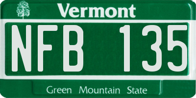 VT license plate NFB135