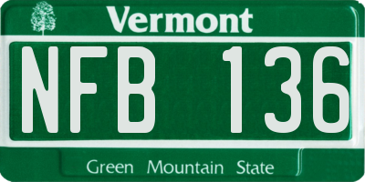 VT license plate NFB136