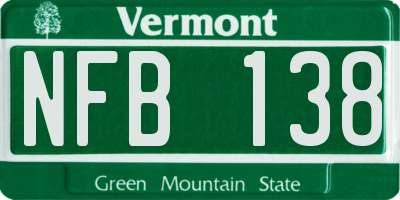 VT license plate NFB138