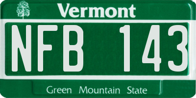 VT license plate NFB143
