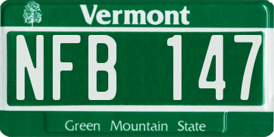 VT license plate NFB147