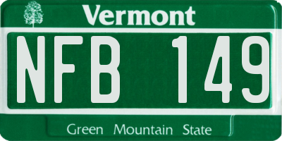 VT license plate NFB149