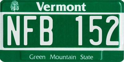 VT license plate NFB152