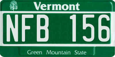 VT license plate NFB156