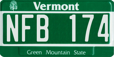 VT license plate NFB174