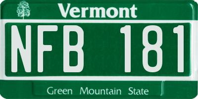 VT license plate NFB181