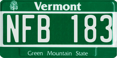VT license plate NFB183