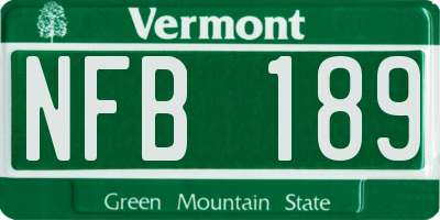 VT license plate NFB189
