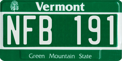 VT license plate NFB191