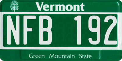 VT license plate NFB192
