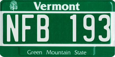 VT license plate NFB193
