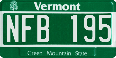VT license plate NFB195