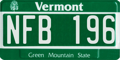 VT license plate NFB196