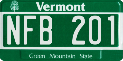 VT license plate NFB201
