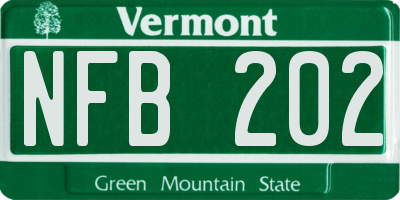 VT license plate NFB202