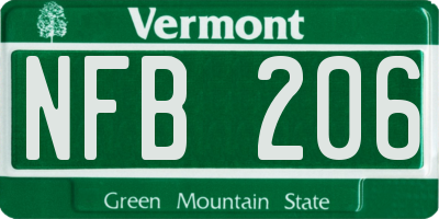 VT license plate NFB206